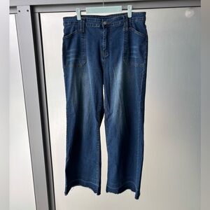 Wide Leg Jeans Distressed Hem